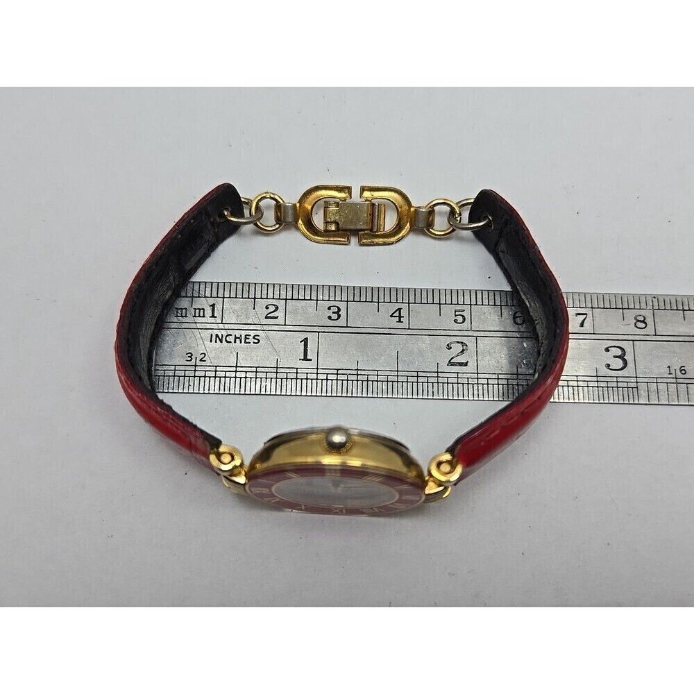 Vintage Prevue Timewear V3060 Ladies Red Enamel Bezel Watch New Battery Unique - Picture 9 of 12